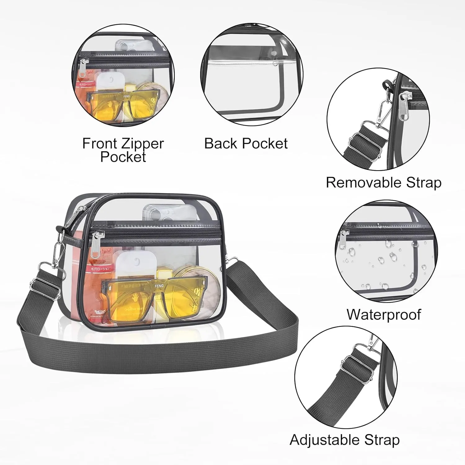 USPECLARE Clear Bag for Stadium Events Clear Purse for Women and Men for Sports Events Concerts Festivals