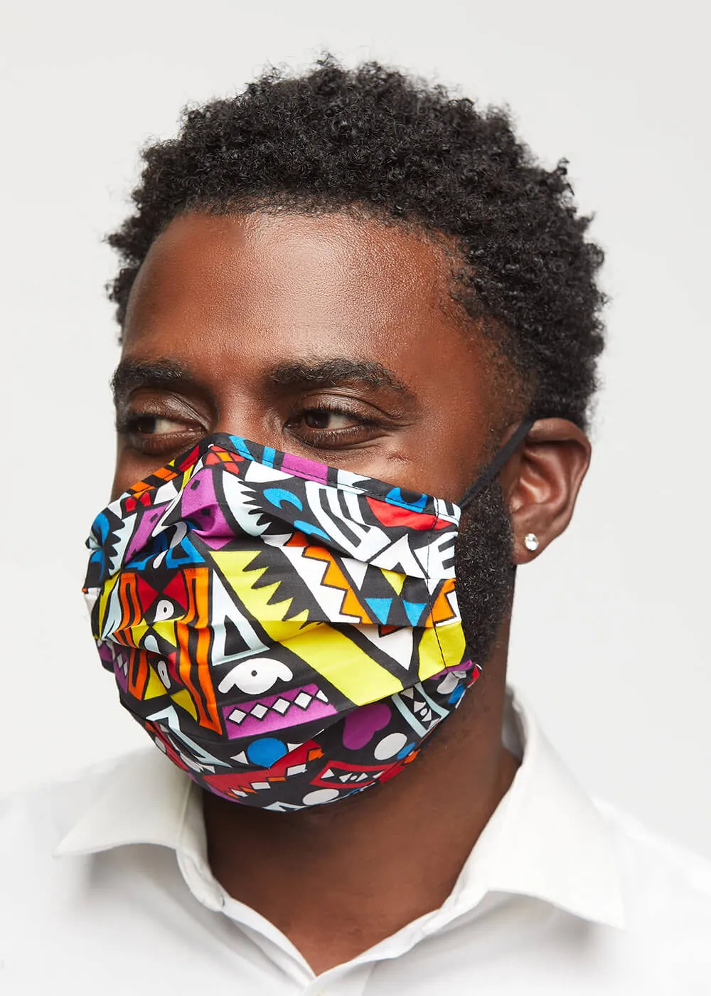 Uzo African Print 2 Layer Reusable Face Mask (Yellow Purple Tribal)-Clearance