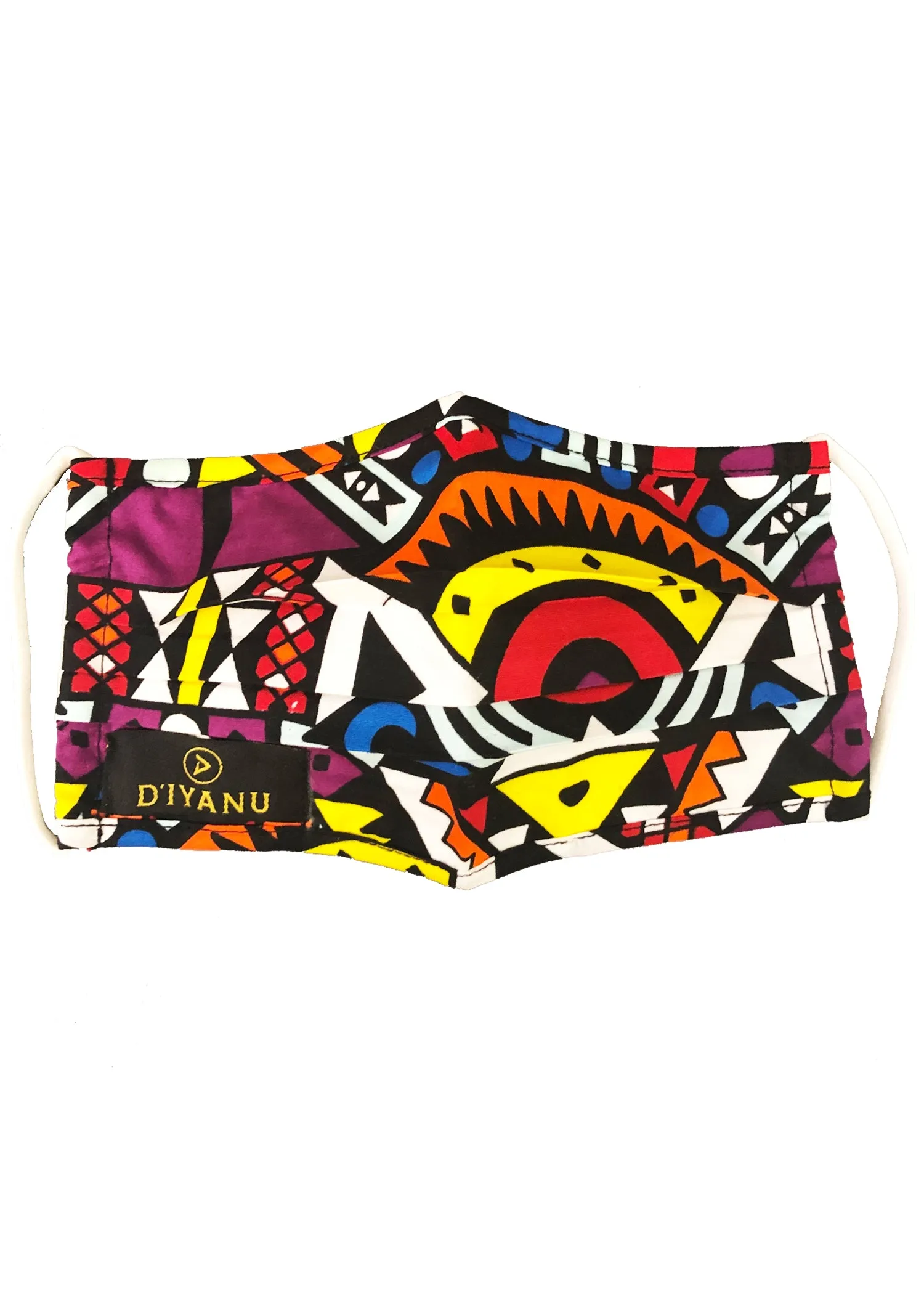 Uzo African Print 2 Layer Reusable Face Mask (Yellow Purple Tribal)-Clearance