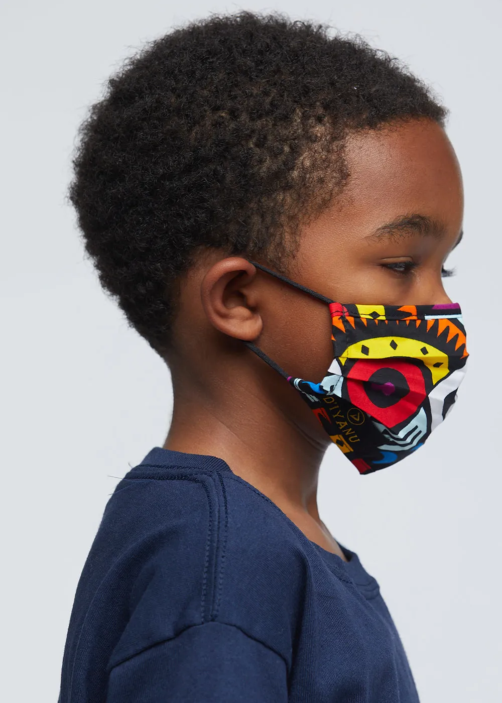 Uzo African Print 2 Layer Reusable Face Mask (Yellow Purple Tribal)-Clearance