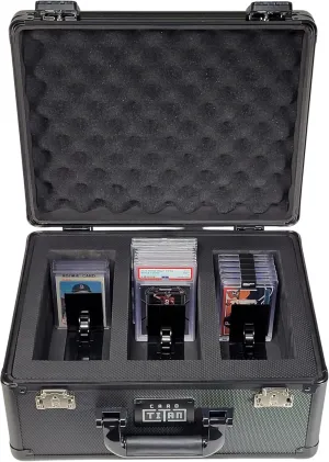 Vault Trading Card Storage Box - Lockable Sports Cards Hard Case with Spring-Loaded Pushers for Top Loaders & Graded Cards - 3 Row