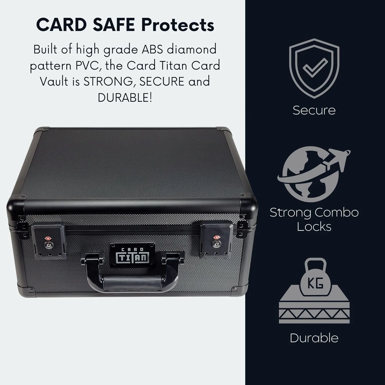 Vault Trading Card Storage Box - Lockable Sports Cards Hard Case with Spring-Loaded Pushers for Top Loaders & Graded Cards - 3 Row