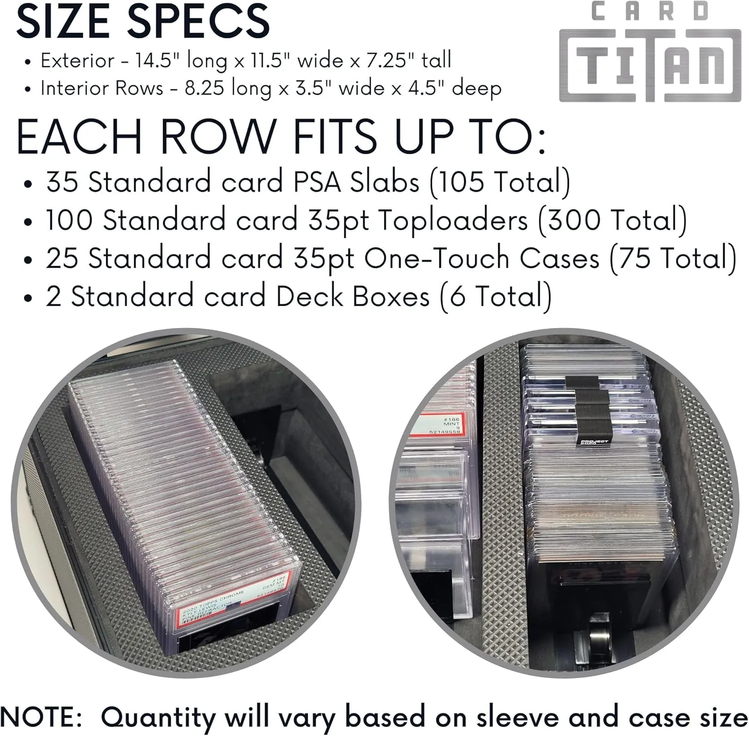 Vault Trading Card Storage Box - Lockable Sports Cards Hard Case with Spring-Loaded Pushers for Top Loaders & Graded Cards - 3 Row