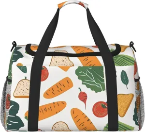 Vegetable Bread Duffle Bag for Travel Carrot Sports Gym Tote Carry On Bag Large Shoulder Weekend Overnight for Workout