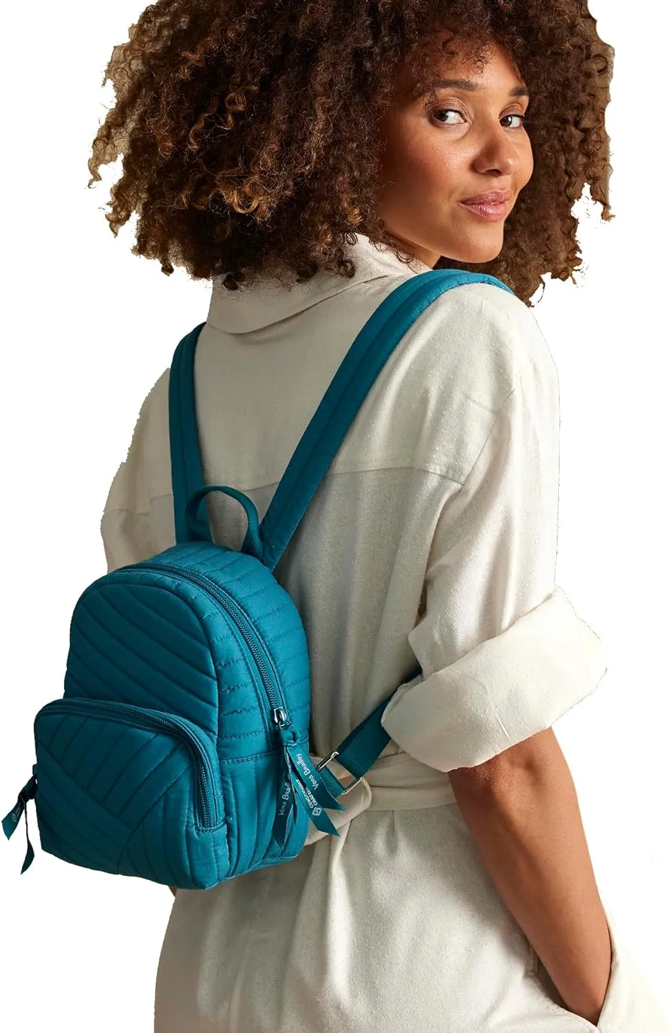 Vera Bradley Cotton Mini Backpack Purse, Forever Green