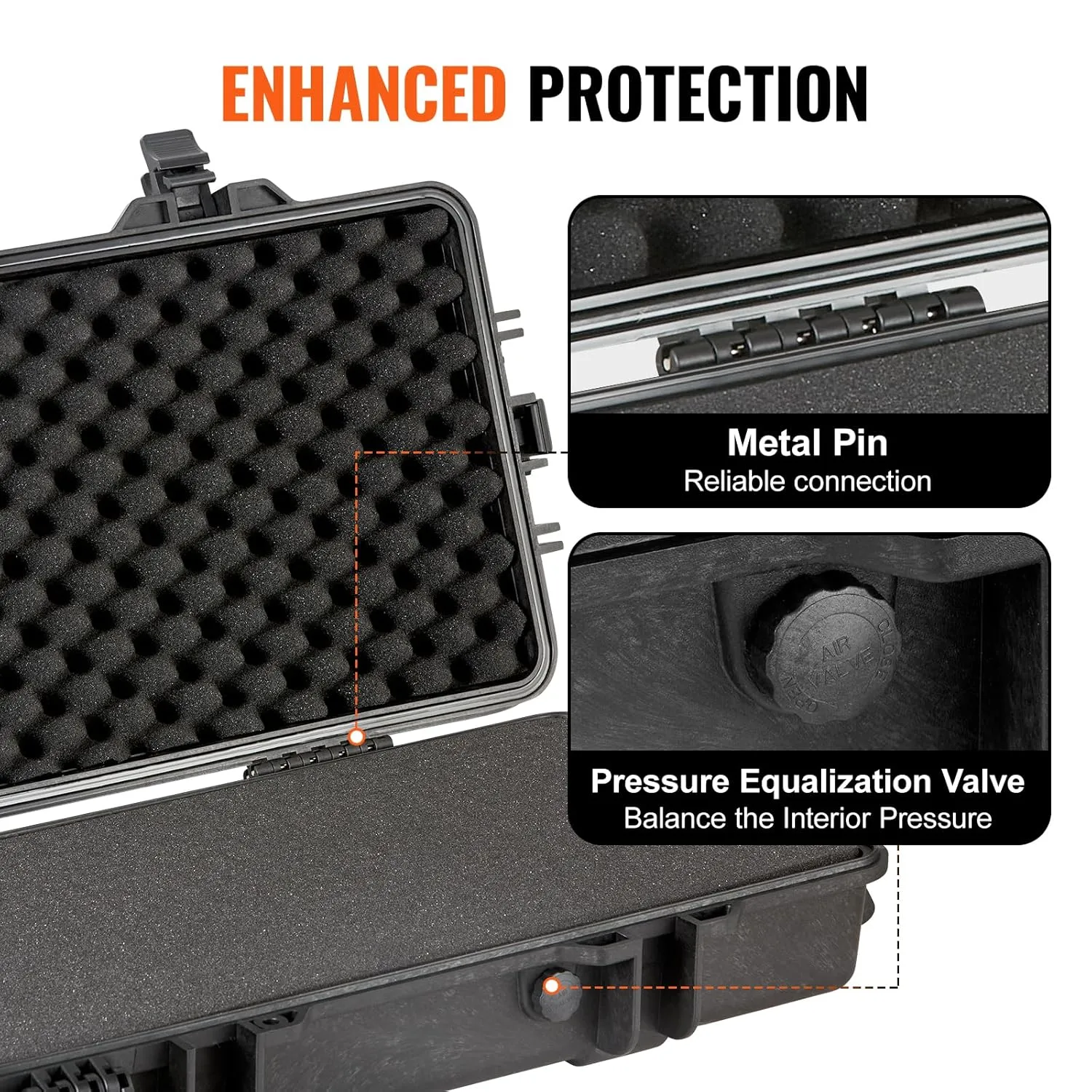 VEVOR Rifle Case, Rifle Hard Case with 3 Layers Fully-protective Foams, 50 inch Lockable Hard Gun Case with Wheels, IP67 Waterproof & Crushproof, for Two Rifles or Shotguns