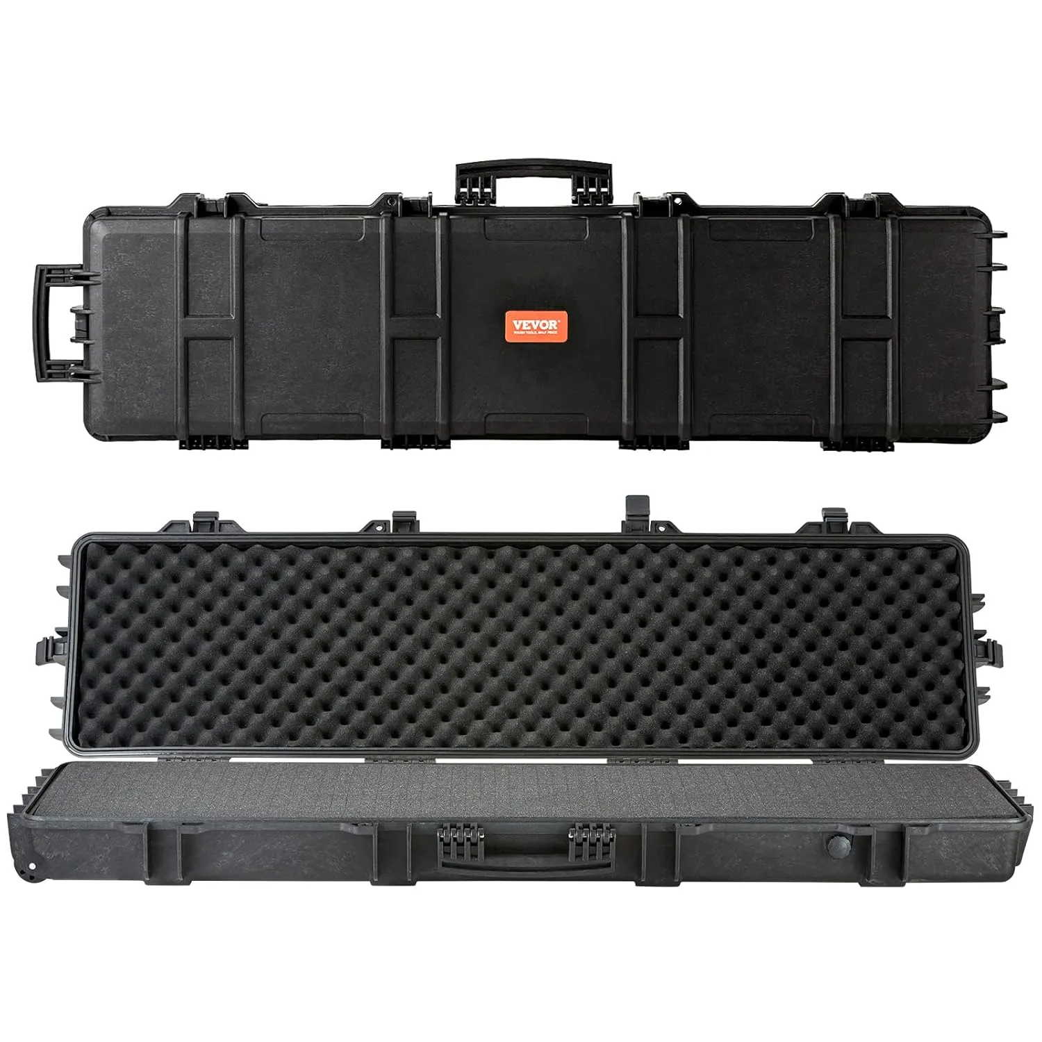 VEVOR Rifle Case, Rifle Hard Case with 3 Layers Fully-protective Foams, 50 inch Lockable Hard Gun Case with Wheels, IP67 Waterproof & Crushproof, for Two Rifles or Shotguns