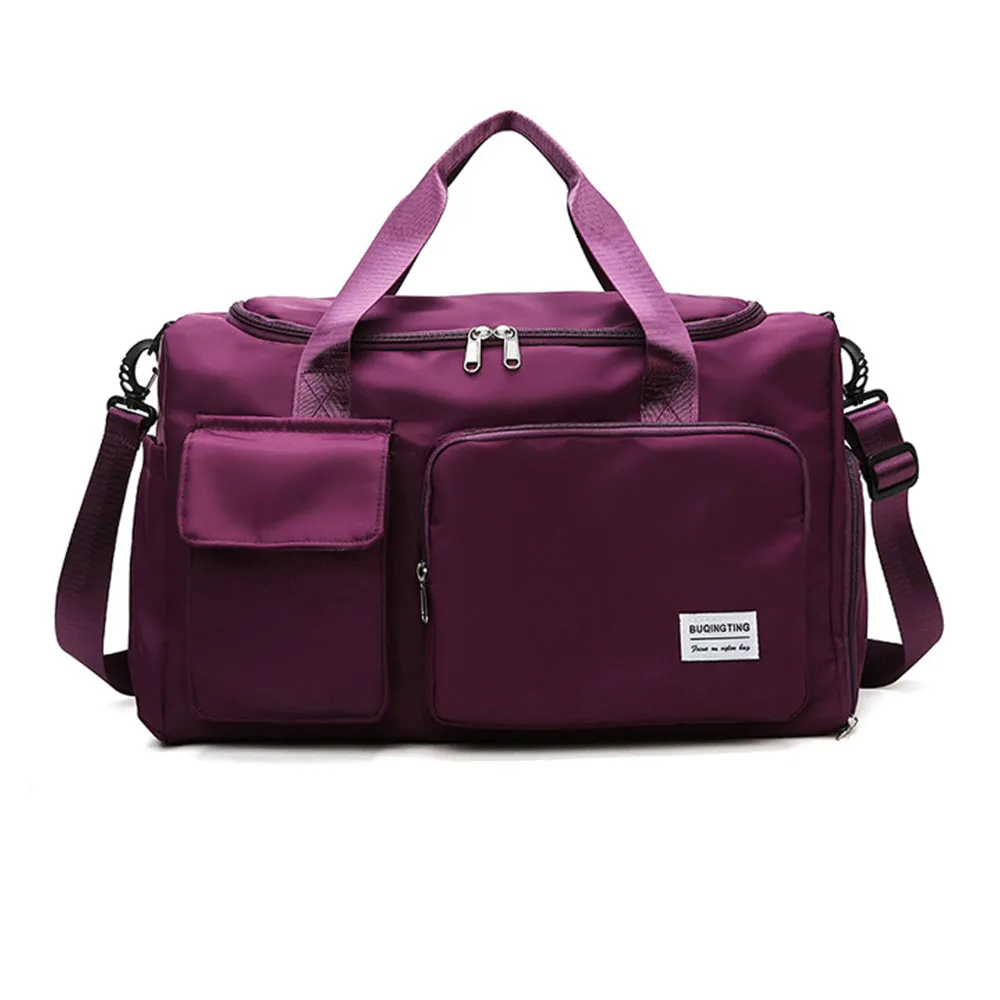 Vibe Geeks Waterproof and Lightweight Zipper Sports Gym Bag with Shoe Compartment - Dark Pink
