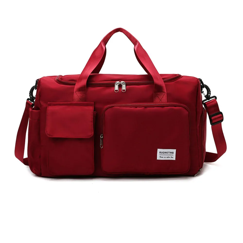 Vibe Geeks Waterproof and Lightweight Zipper Sports Gym Bag with Shoe Compartment - Dark Pink