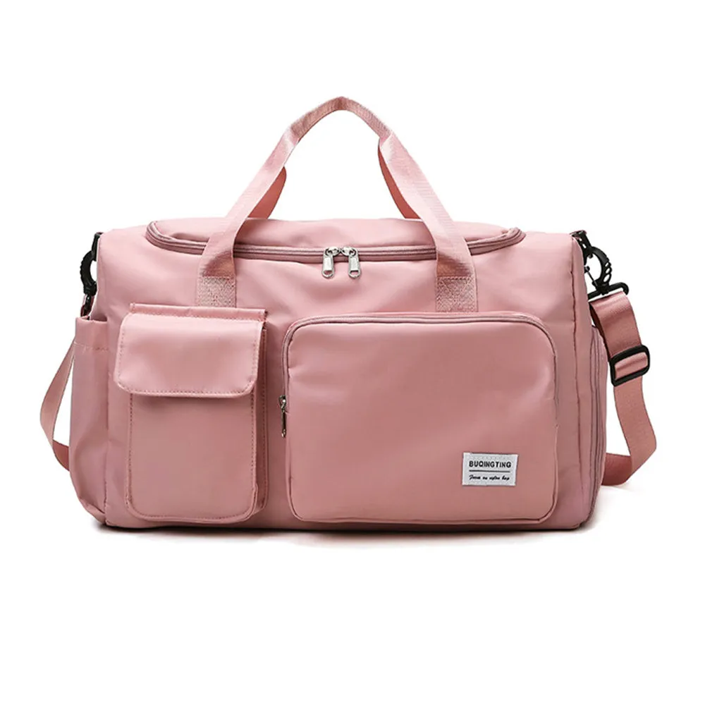 Vibe Geeks Waterproof and Lightweight Zipper Sports Gym Bag with Shoe Compartment - Dark Pink
