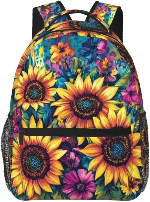 Vibrant Sunflowers And Blue Butterfly Portable Backpack For Trekking Commute Commute