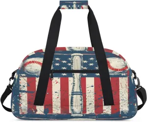 Vintage Baseball Gym Bag for Women Men, Sports Travel Duffel Bag Lightweight Workout Bag Carry On Overnight Weekender Bag
