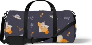 Vintage Black Stars Planets Space Dinosaurs Sports Bag Tote Bag Waterproof Gym Bag with Shoulder Strap Zipper 2 Side Pockets for Men and Women, Travel and Storage Shoulder Bag.