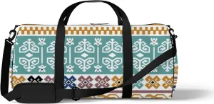 Vintage Colorful Boho Ethnic Tribal Motifs Pattern Sports Bag Tote Bag Waterproof Gym Bag with Shoulder Strap Zipper 2 Side Pockets for Men and Women, Travel and Storage Shoulder Bag.