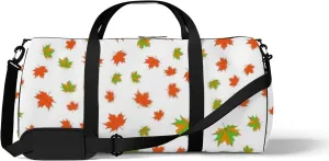 Vintage Cute Abstract Red Maple Leaf White Background Sports Bag Tote Bag Waterproof Gym Bag with Shoulder Strap Zipper 2 Side Pockets for Men and Women, Travel and Storage Shoulder Bag.