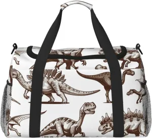 Vintage Dinosaur Duffle Bag for Travel Cute Dino Sports Gym Tote Carry On Bag Large Shoulder Weekend Overnight for Workout