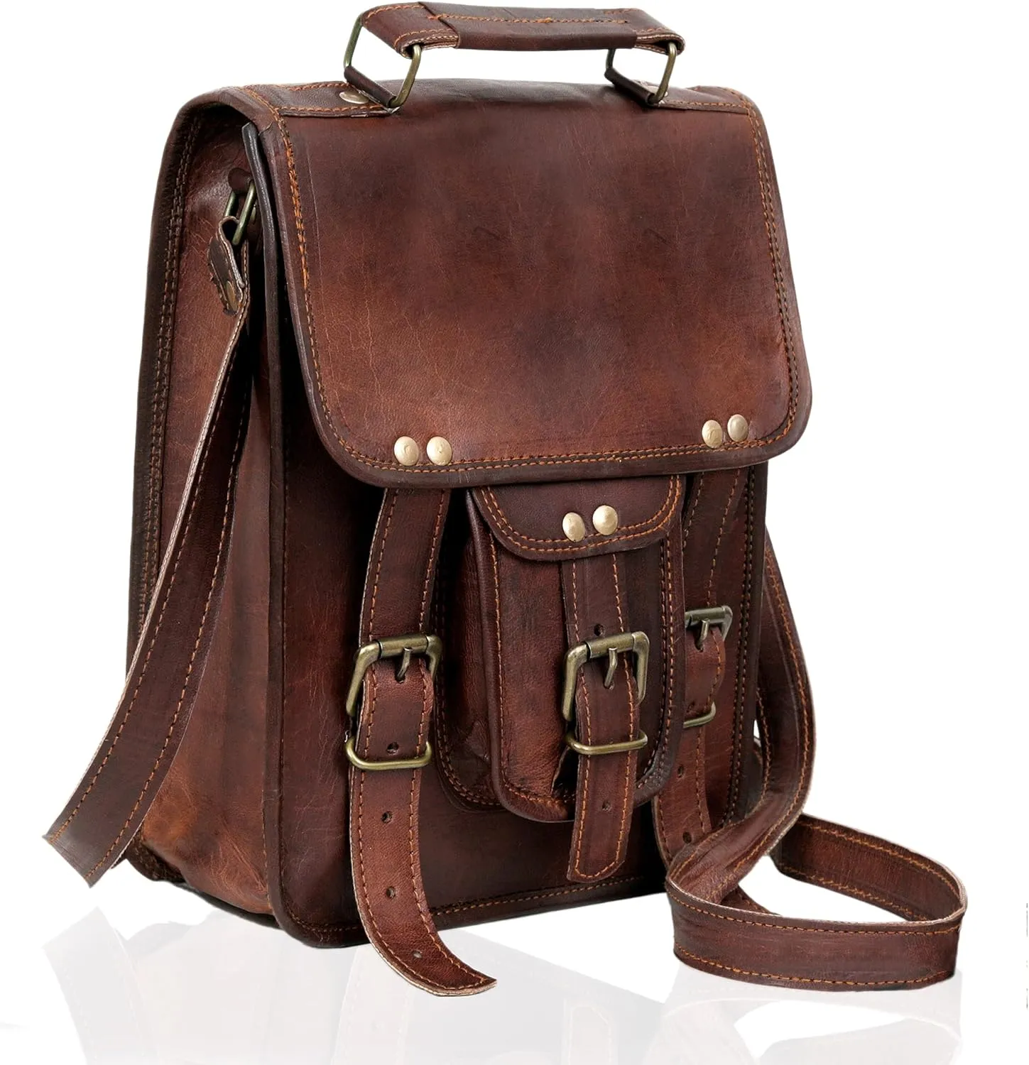 Vintage Genuine Leather iPad/Tablet/tab/Kindle Satchel Cross Body Shoulder Messenger Bag (11 X 9 Inch) (11 inch)