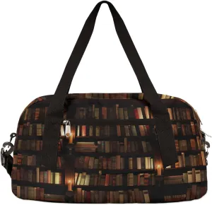 Vintage Library Bookshelf Kids Duffel Bag for Girls Boys Teens, Bookshelf Oil Painting Dance Bag Overnight Small Duffel Bag Carry On Weekend Sports Gym Travel Bag for School Practice Gymnastics Ballet