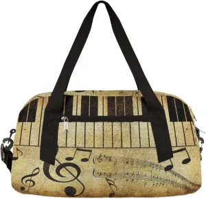 Vintage Music Notes Kids Duffel Bag for Girls Boys Teens, Music Notes Oil Painting Dance Bag Overnight Small Duffel Bag Carry On Weekend Sports Gym Travel Bag for School Practice Gymnastics Ballet