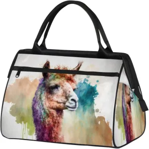 Vintage Style Watercolor Camel Travel Duffle Bag, Waterproof Duffel Bag Weekender Overnight Carry On Bag Lightweight Sport Gym Bag for Men Women