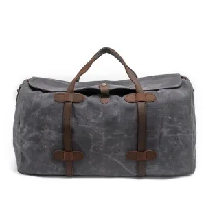Vintage Waxed Canvas Gym Duffle Bag with Leather Straps