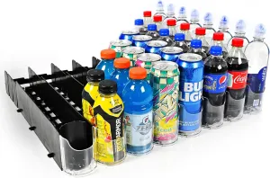 Visi-FAST Spring Push Drink Dispenser and Commercial Fridge Organizer for 20/25oz Beverages, Bottles and Cans - Commercial and Home Fridge Storage (Pack of 6) For Soda, Juices, Water and More