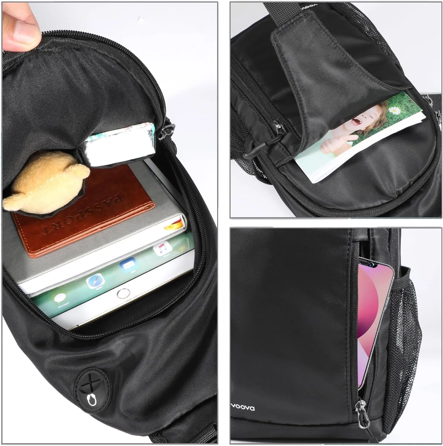 Voova Crossbody Sling Backpack Sling Bag for Men Women, Travel Hiking Chest Bag Daypack, Small over the Shoulder Backpack