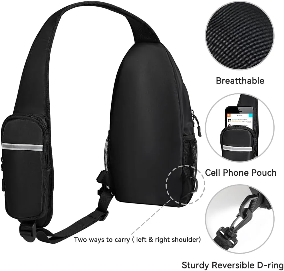 Voova Crossbody Sling Backpack Sling Bag for Men Women, Travel Hiking Chest Bag Daypack, Small over the Shoulder Backpack