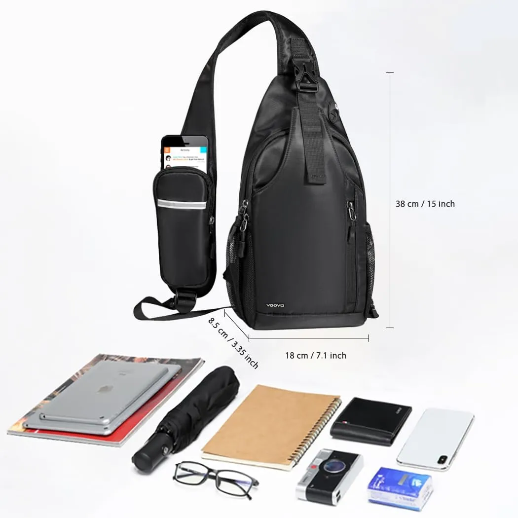 Voova Crossbody Sling Backpack Sling Bag for Men Women, Travel Hiking Chest Bag Daypack, Small over the Shoulder Backpack