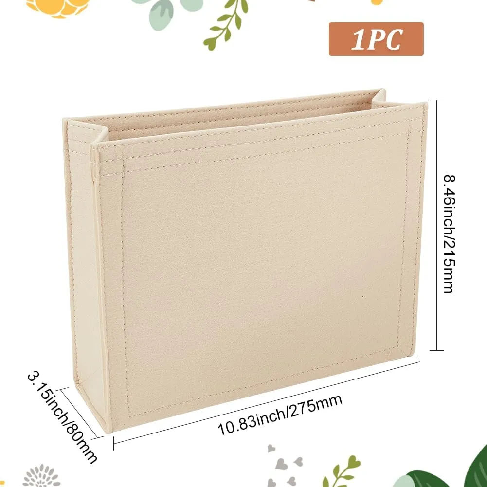 WADORN Felt Handbag Organizer Insert, Felt Tote Bag Storage Insert Rectangle for LV Sac Plat PM Purse Organizer Bag In Bag with Zipper Pocket Handbag Shaper Liner, Beige, 8.4x10.6x3.1 Inch