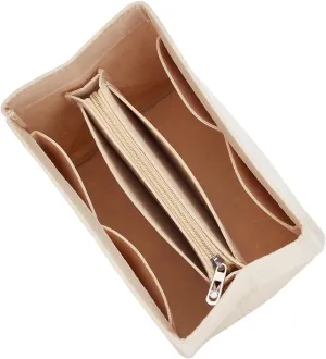 WADORN Felt Purse Organizer Insert, Handbag Tote Shaper for Bucket Bag Liner Bag Compartment Inside Women Bag In Bag for Tote Bag Handbag, Beige, 8.66x6.1x5.51 Inch