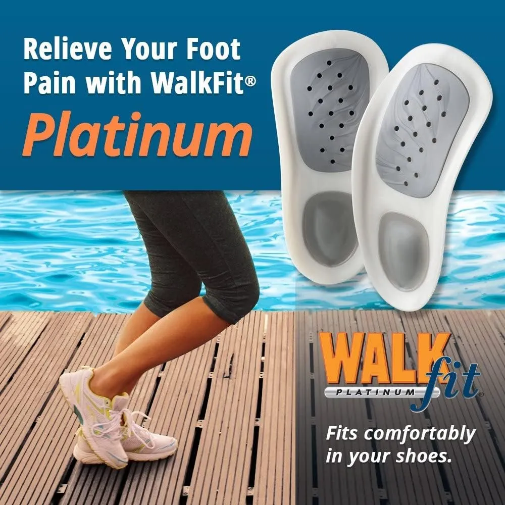 WalkFit Platinum Foot Orthotics Plantar Fasciitis Arch Support Insoles Relieve Foot Back Hip Leg and Knee Pain Improve Balance Alignment Over 25 Million Sold (Men 6-6.5 / Women 7-7.5)