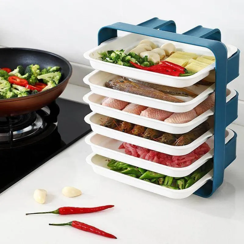 Wall-Mounted Kitchen Organizer - Multi-Layer Food Storage System