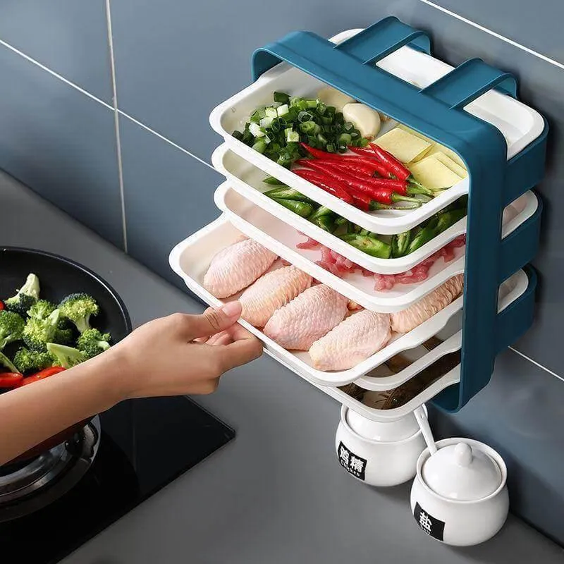 Wall-Mounted Kitchen Organizer - Multi-Layer Food Storage System