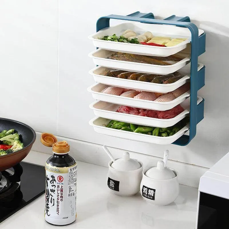 Wall-Mounted Kitchen Organizer - Multi-Layer Food Storage System