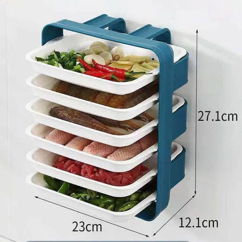 Wall-Mounted Kitchen Organizer - Multi-Layer Food Storage System