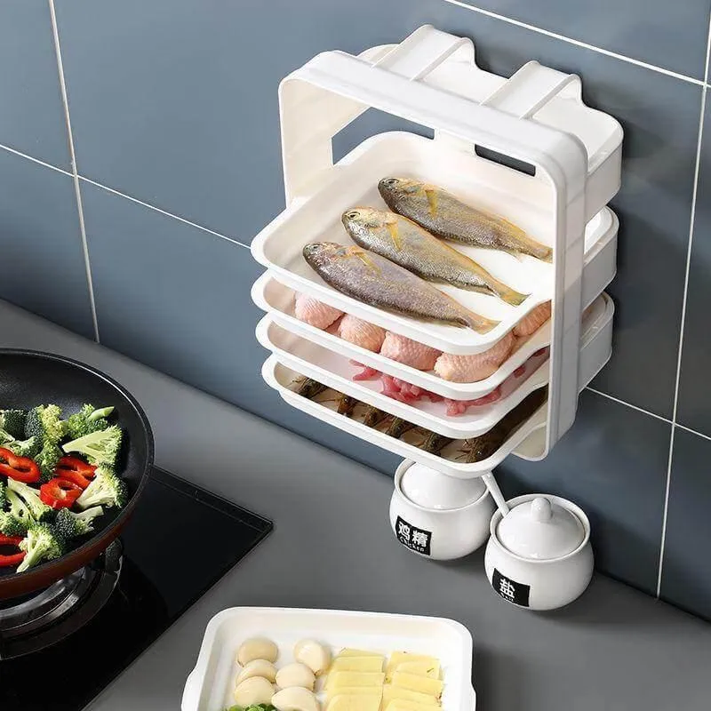 Wall-Mounted Kitchen Organizer - Multi-Layer Food Storage System