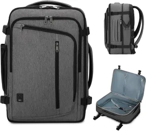 WANDF Expandable 17 Inch Laptop Travel Backpack For Spirit Airlines Personal Item Bag 18x14x8 with Wet Pocket for Men Women (Grayish Lead)