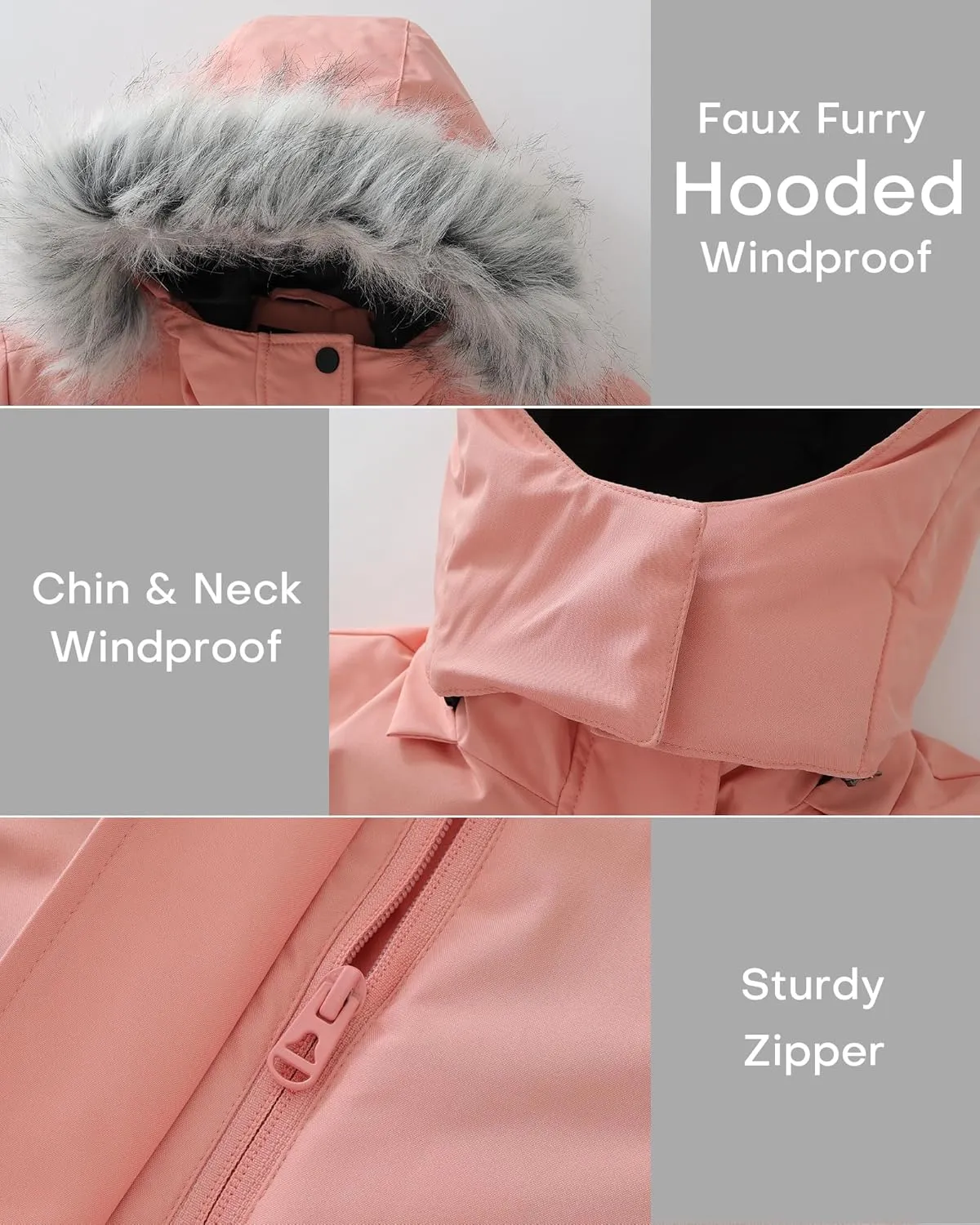 Wantdo Girl's Warm Snow Coat Waterproof Ski Jacket Windproof Winter Parka Insulated Fleece Rain Jackets