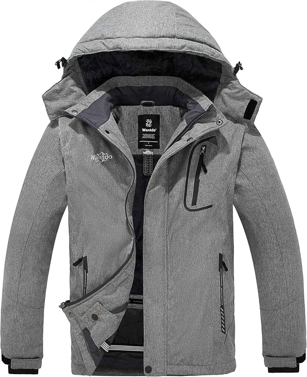 wantdo Men's Waterproof Ski Jacket Warm Winter Snow Jacket Snowboarding Jacket with Hood