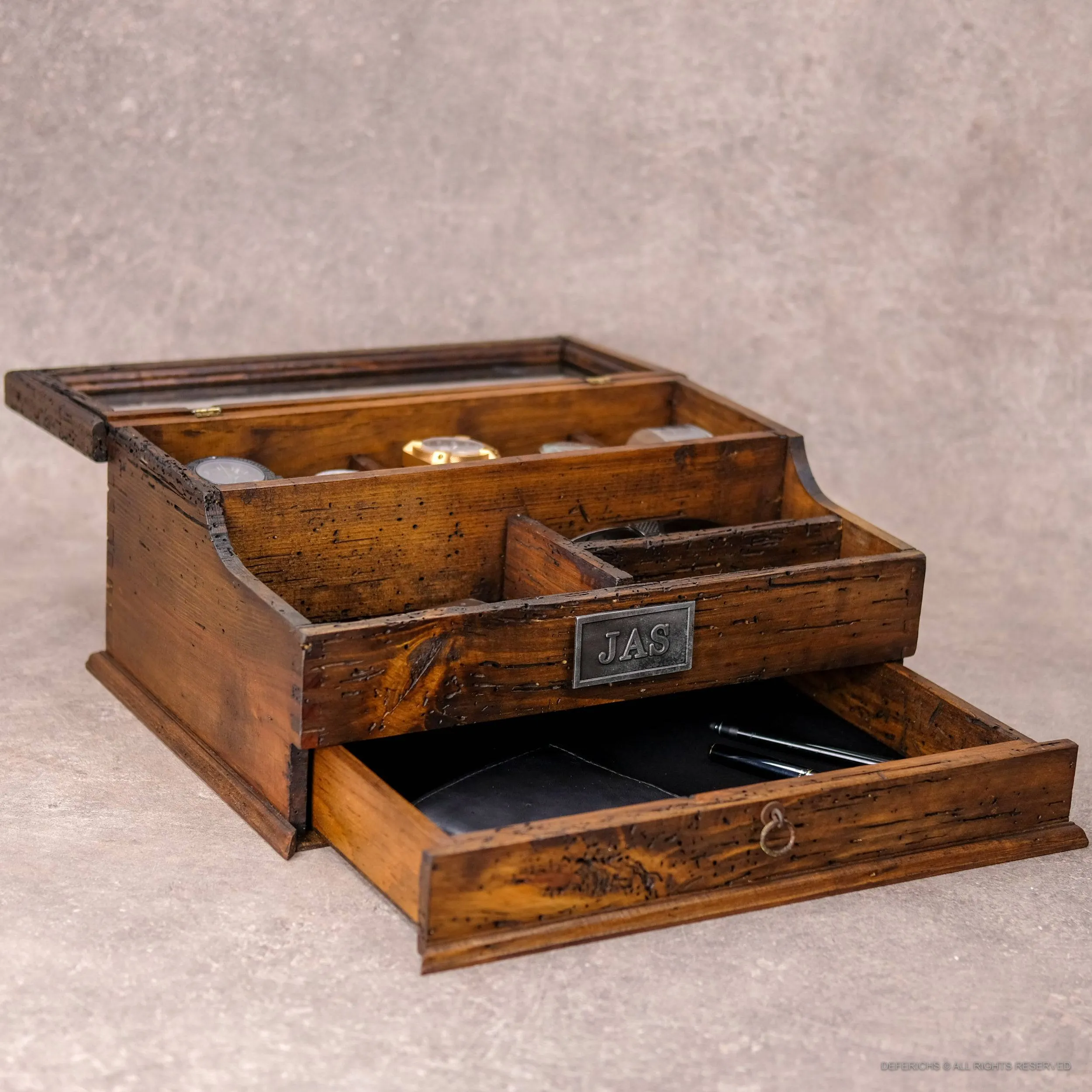 Watch Box Valet with Drawer for 5 Watches