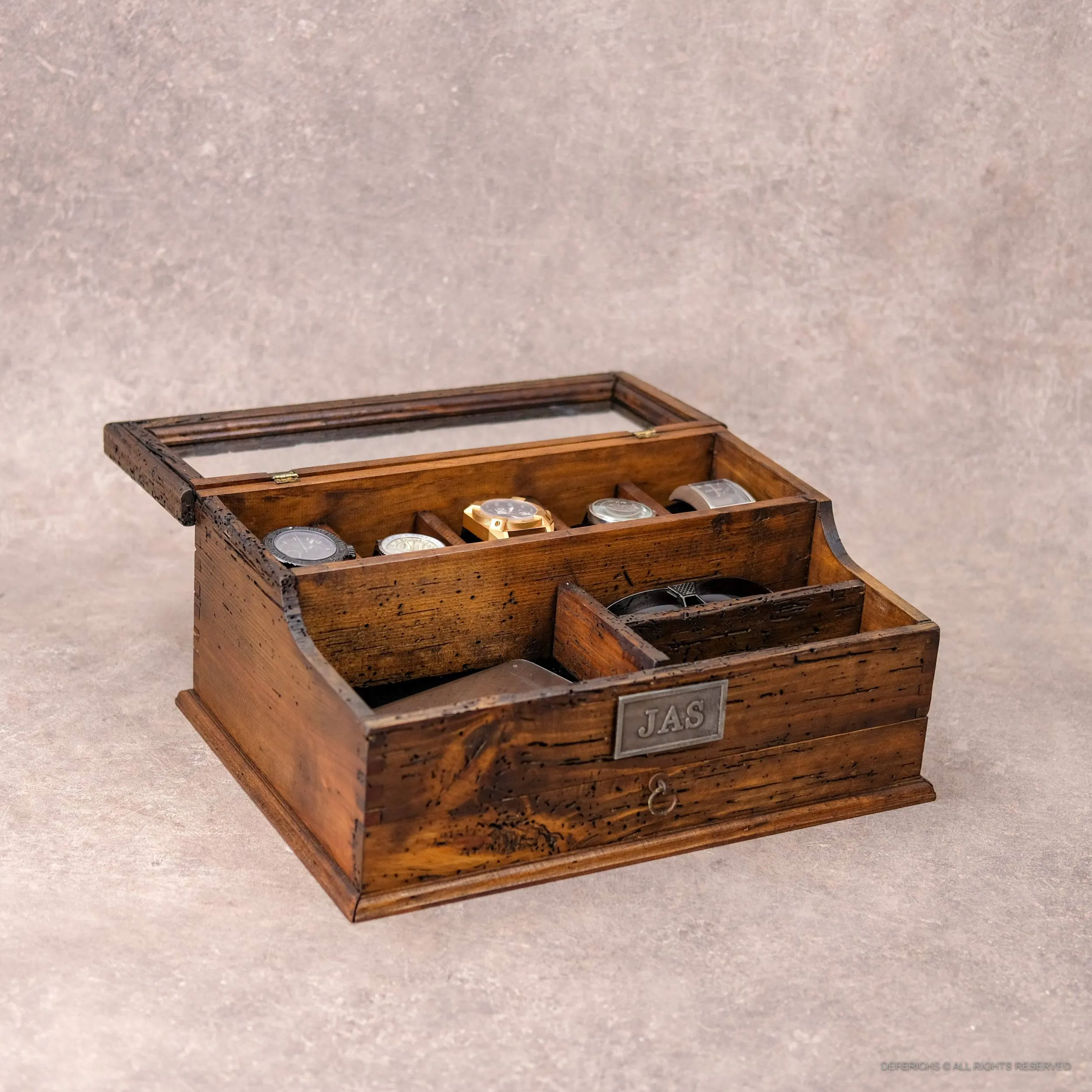 Watch Box Valet with Drawer for 5 Watches