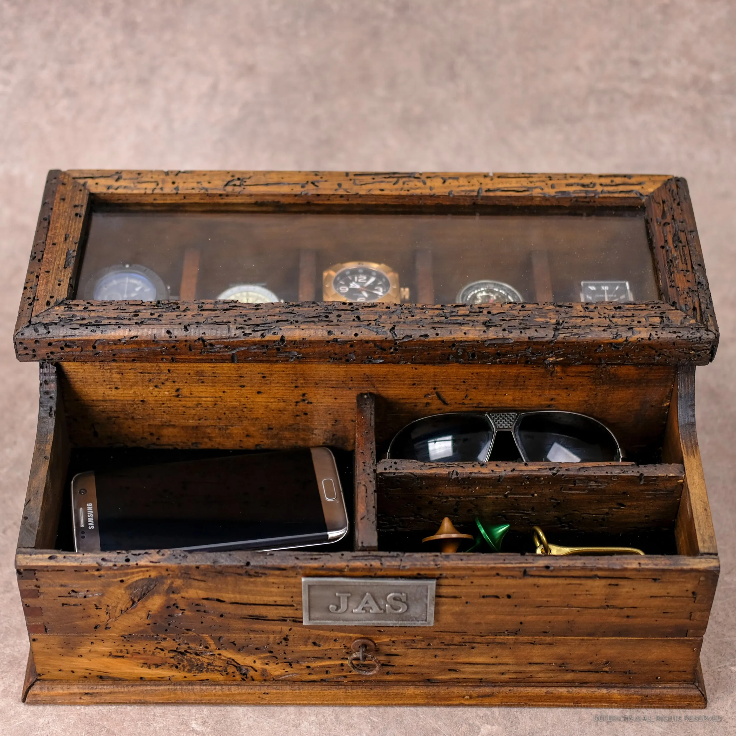 Watch Box Valet with Drawer for 5 Watches