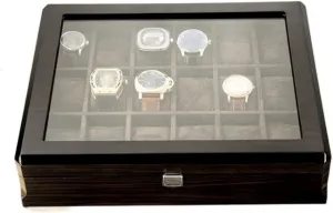 Watch Box Watch Case Watch Organizer Wooden Watch Box With Transparent Glass Top Cover 18-piece Watch Storage Box Lockable Jewelry Case Watch Cases For Men ( Color : B , Size : 37.5*8.5*30.5cm )