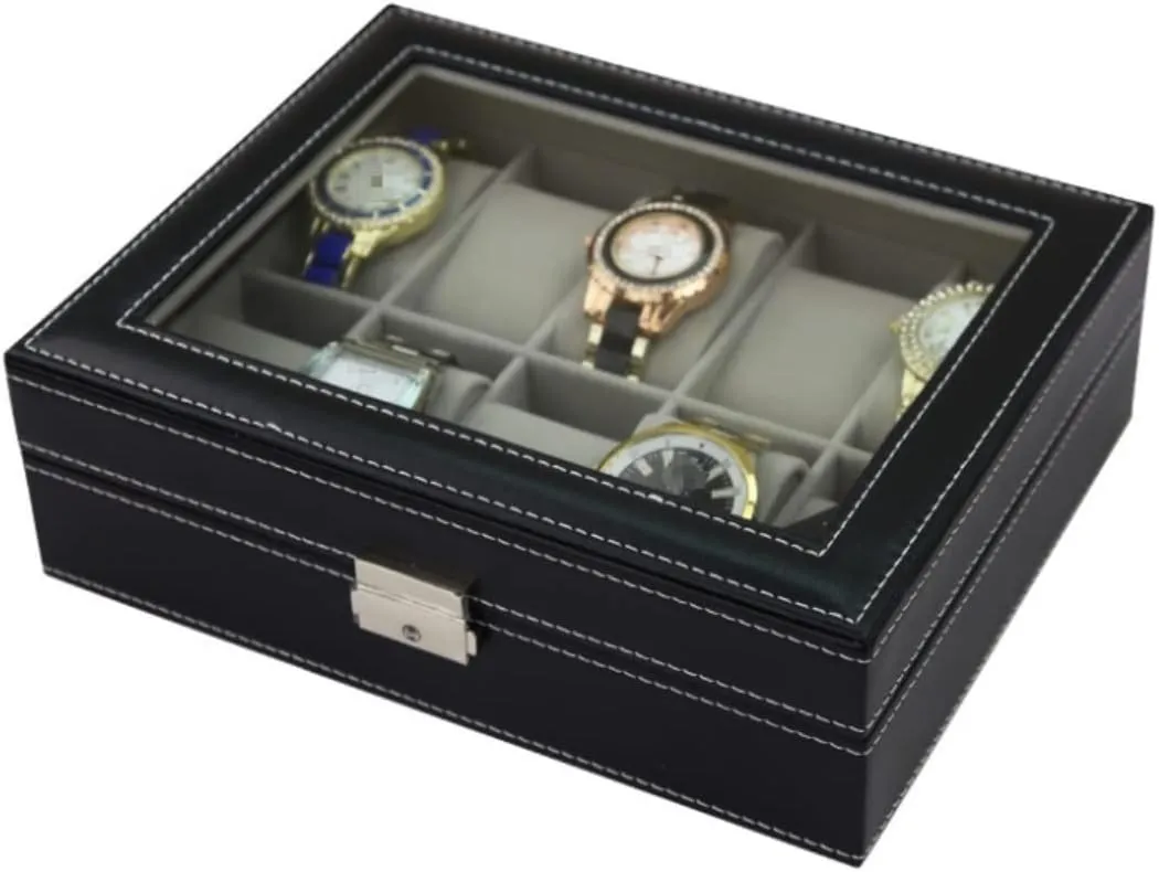 Watch Case Watch Roll Elegant Storage for Watch Jewellery Collection Clear Top 10 Slots Classic Wood Watch Box Display Storage Case Watch Box Watch Winder
