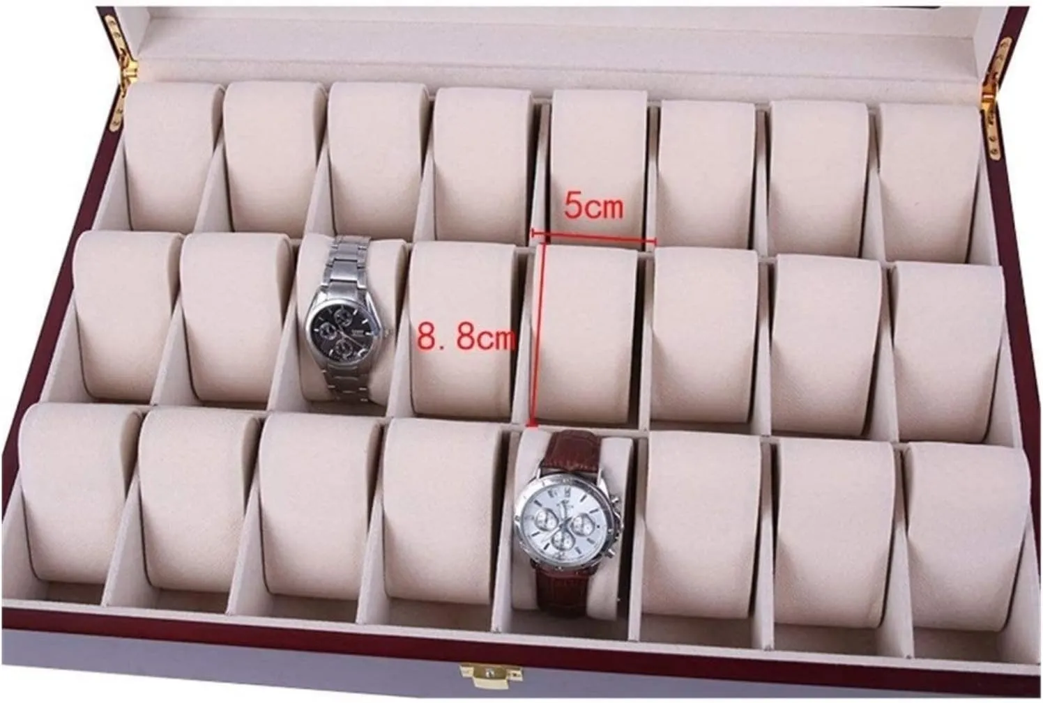 Watch Case Watch Roll Elegant Storage for Watch Jewellery Wood 24 Grids Watch Box Organizer Clear Top Wristwatch Display Metal Buckle Watch Box Watch Winder