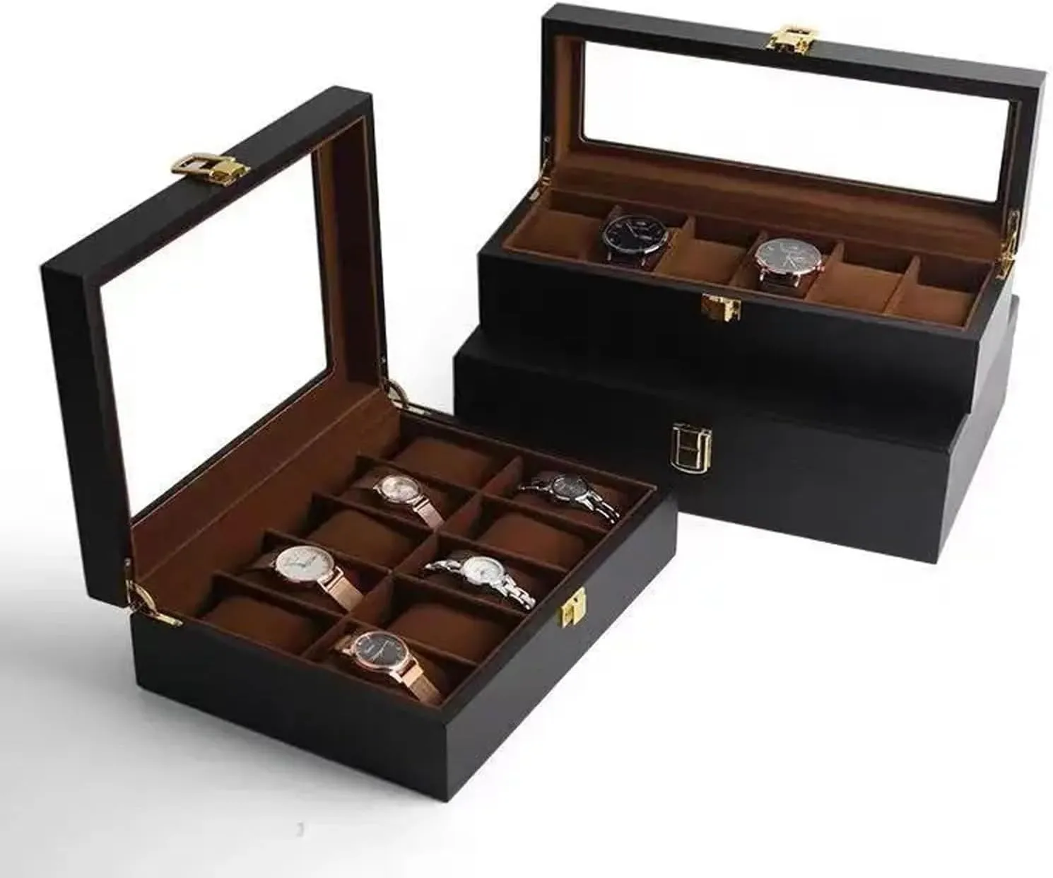 Watch Storage Box, Handmade Wood Watch Box 6/10/12 Grids Watches Display Case Jewelry Holder Storage Organizer for Watch Holding(6 Grids)