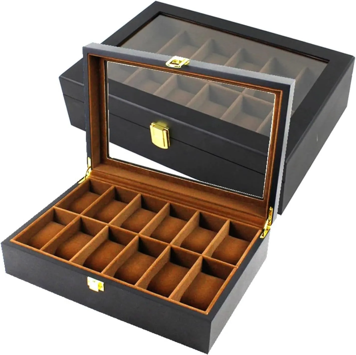 Watch Storage Box, Handmade Wood Watch Box 6/10/12 Grids Watches Display Case Jewelry Holder Storage Organizer for Watch Holding(6 Grids)