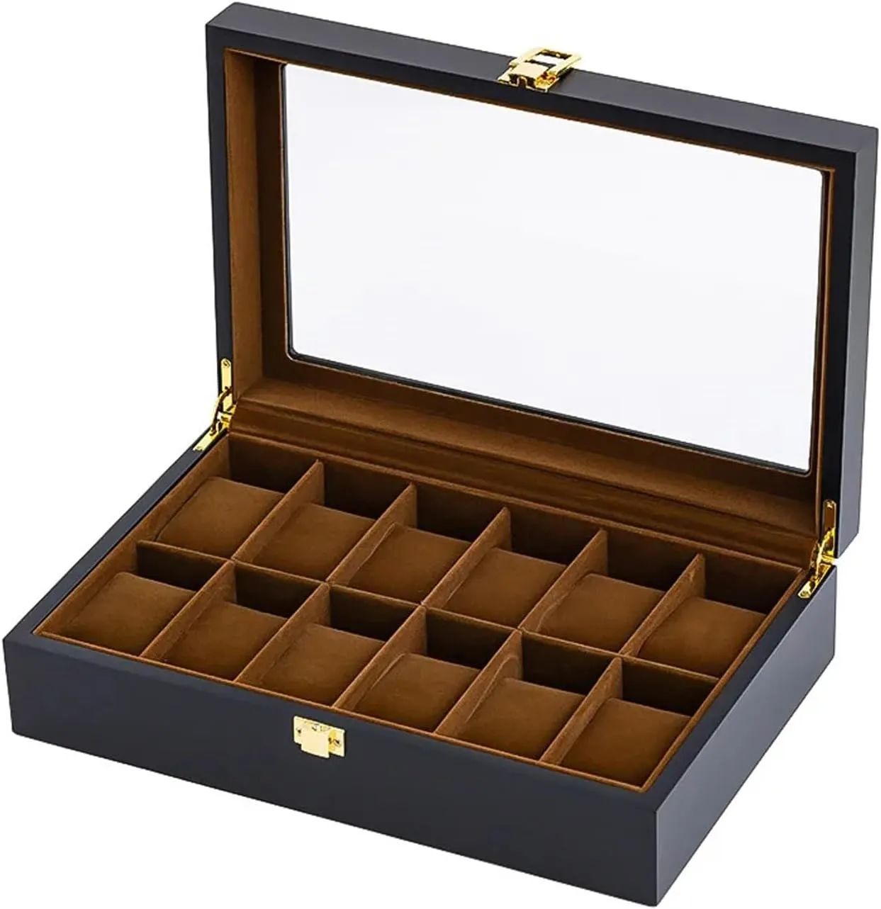 Watch Storage Box, Handmade Wood Watch Box 6/10/12 Grids Watches Display Case Jewelry Holder Storage Organizer for Watch Holding(6 Grids)