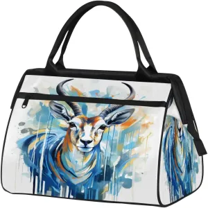 Watercolor Colorful Gazelle Travel Duffle Bag, Waterproof Duffel Bag Weekender Overnight Carry On Bag Lightweight Sport Gym Bag for Men Women